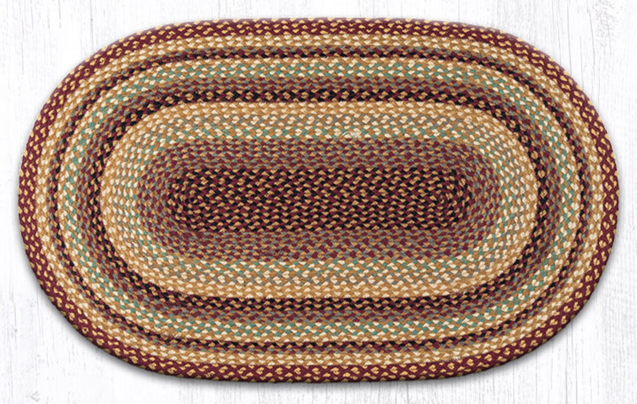 Earth Rugs C-357 Burgundy / Gray / Cream Oval Braided Rug 27" x 45"